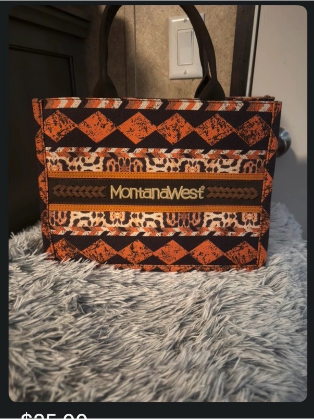 Montana West Orange and Brown Patterned Messenger Bag